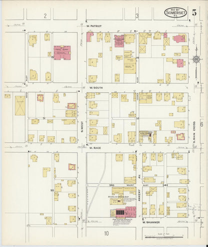 Sanborn Fire Insurance Map from Somerset, Somerset County, Pennsylvania (1917), Sheet #0005 - Historic Sanborn Fire Insurance Map Print, vintage old map wall art, antique decor, genealogy gift, Pennsylvania Pennsylvania map