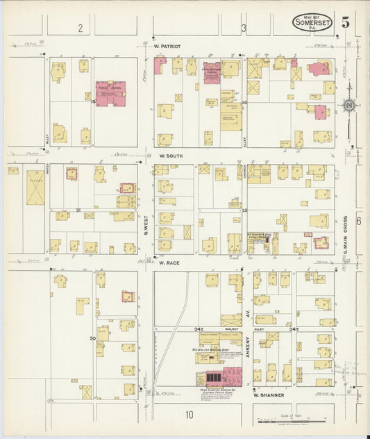 Sanborn Fire Insurance Map from Somerset, Somerset County, Pennsylvania (1917), Sheet #0005 - Historic Sanborn Fire Insurance Map Print, vintage old map wall art, antique decor, genealogy gift, Pennsylvania Pennsylvania map
