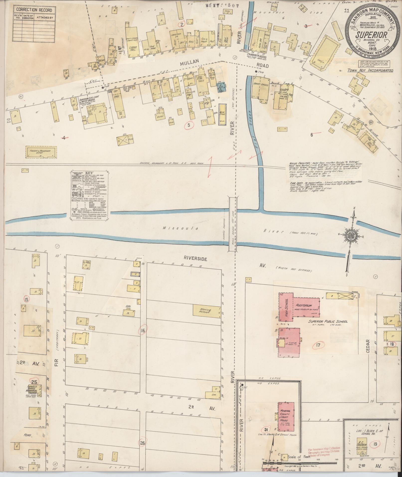 Sanborn Fire Insurance Map from Superior, Mineral County, Montana (1932), Sheet #0001 - Historic Sanborn Fire Insurance Map Print, vintage old map wall art, antique decor, genealogy gift, Montana Montana map