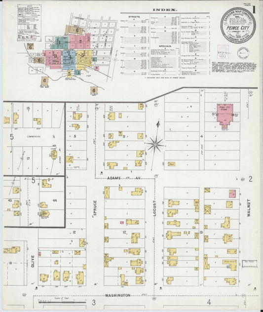 Sanborn Fire Insurance Map from Pierce City, Lawrence County, Missouri (1902), Sheet #0001 - Historic Sanborn Fire Insurance Map Print, vintage old map wall art, antique decor, genealogy gift, Missouri Missouri map