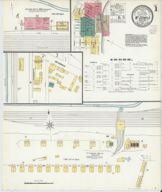 Sanborn Fire Insurance Map from McDonald, Washington County, Pennsylvania (1902), Sheet #0001 - Complete Map Set gallery image, historic Sanborn map, vintage wall art, Pennsylvania Pennsylvania
