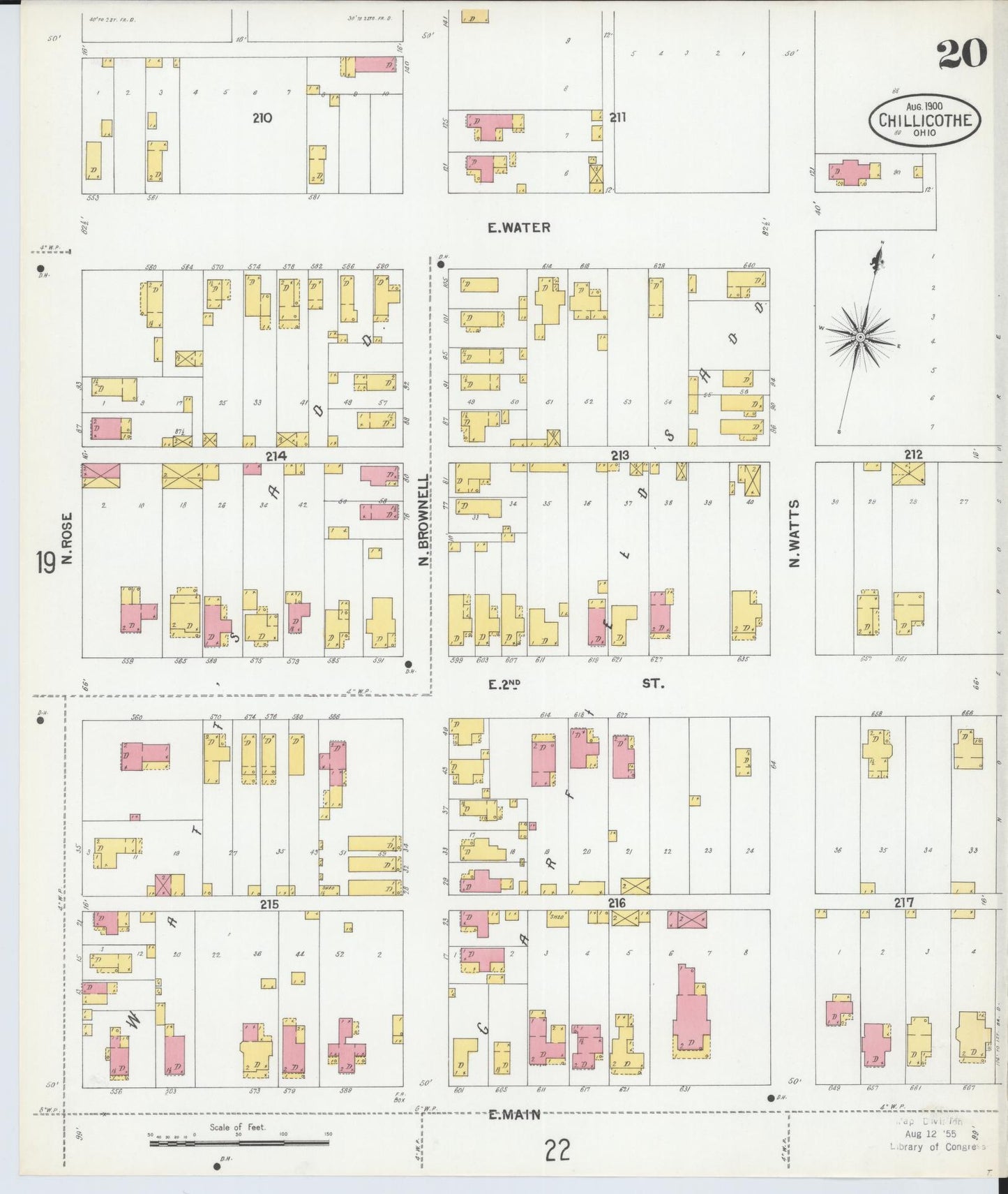 Sanborn Fire Insurance Map from Chillicothe, Ross County, Ohio (1900), Sheet #0020 - Historic Sanborn Fire Insurance Map Print, vintage old map wall art, antique decor, genealogy gift, Ohio Ohio map