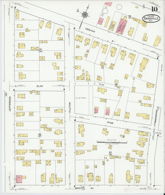 Sanborn Fire Insurance Map from Dansville, Livingston County, New York (1920), Sheet #0010 - Historic Sanborn Fire Insurance Map Print, vintage old map wall art, antique decor, genealogy gift, New York New York map