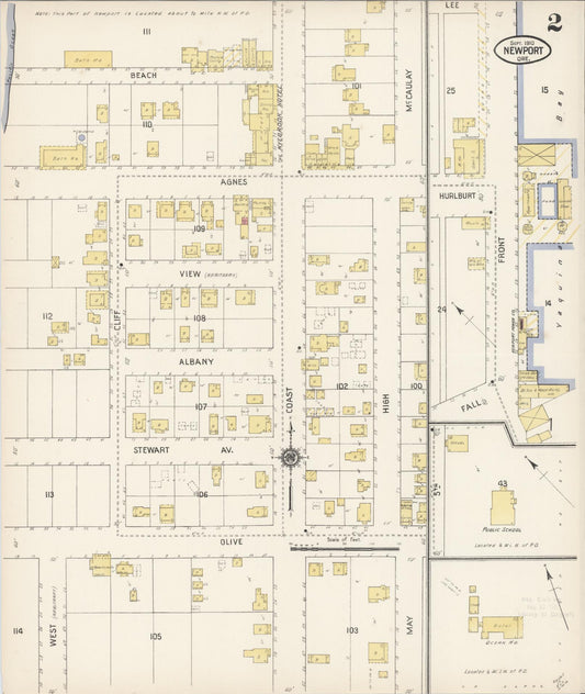 Sanborn Fire Insurance Map from Newport, Lincoln County, Oregon (1910), Sheet #0002 - Historic Sanborn Fire Insurance Map Print, vintage old map wall art, antique decor, genealogy gift, Oregon Oregon map