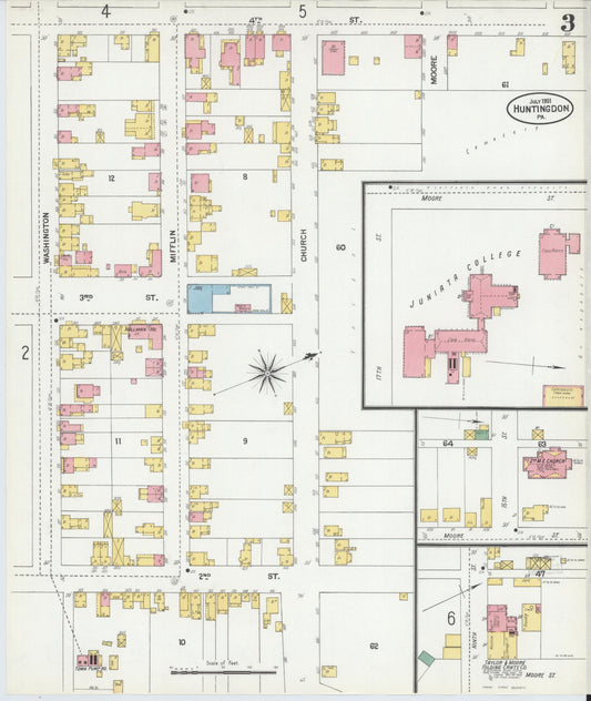 Sanborn Fire Insurance Map from Huntingdon, Huntingdon County, Pennsylvania (1901), Sheet #0003 - Historic Sanborn Fire Insurance Map Print, vintage old map wall art, antique decor, genealogy gift, Pennsylvania Pennsylvania map