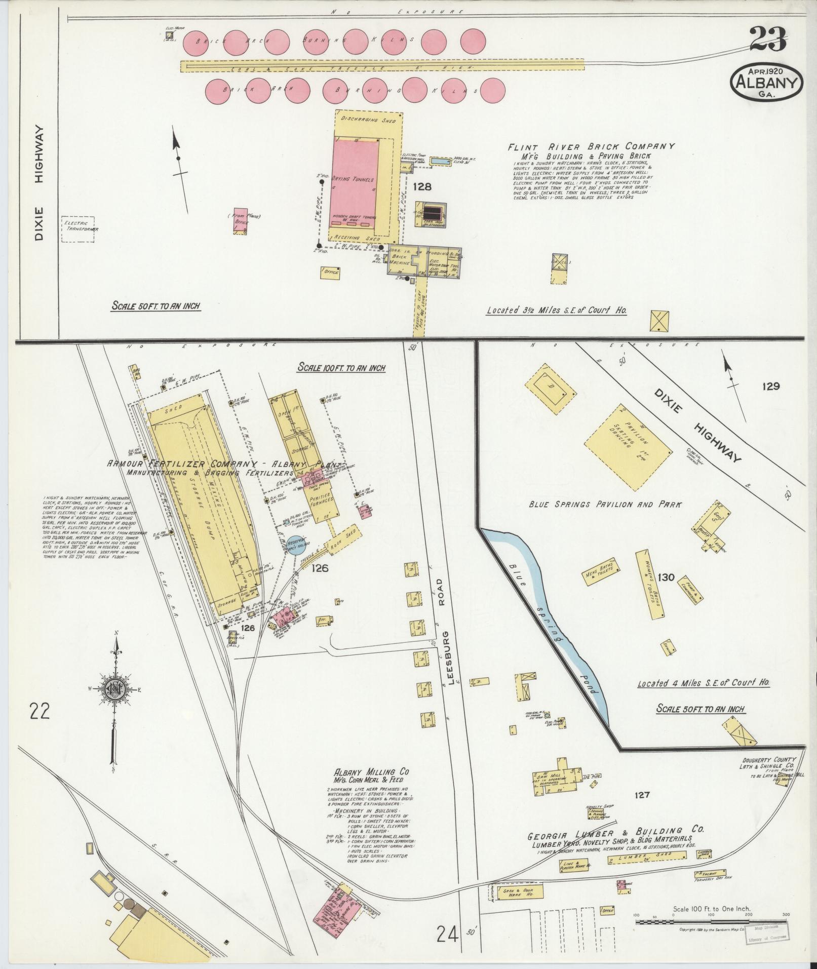 Sanborn Fire Insurance Map from Albany, Dougherty County, Georgia (1920), Sheet #0023 - Historic Sanborn Fire Insurance Map Print, vintage old map wall art, antique decor, genealogy gift, Georgia Georgia map