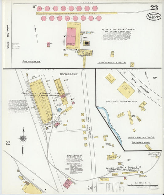 Sanborn Fire Insurance Map from Albany, Dougherty County, Georgia (1920), Sheet #0023 - Historic Sanborn Fire Insurance Map Print, vintage old map wall art, antique decor, genealogy gift, Georgia Georgia map