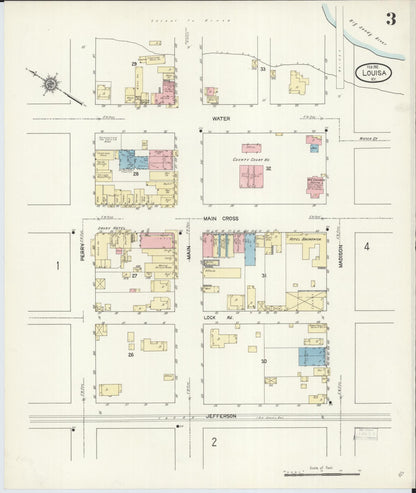Sanborn Fire Insurance Map from Louisa, Lawrence County, Kentucky (1912), Sheet #0003 - Complete Map Set gallery image, historic Sanborn map, vintage wall art, Kentucky Kentucky