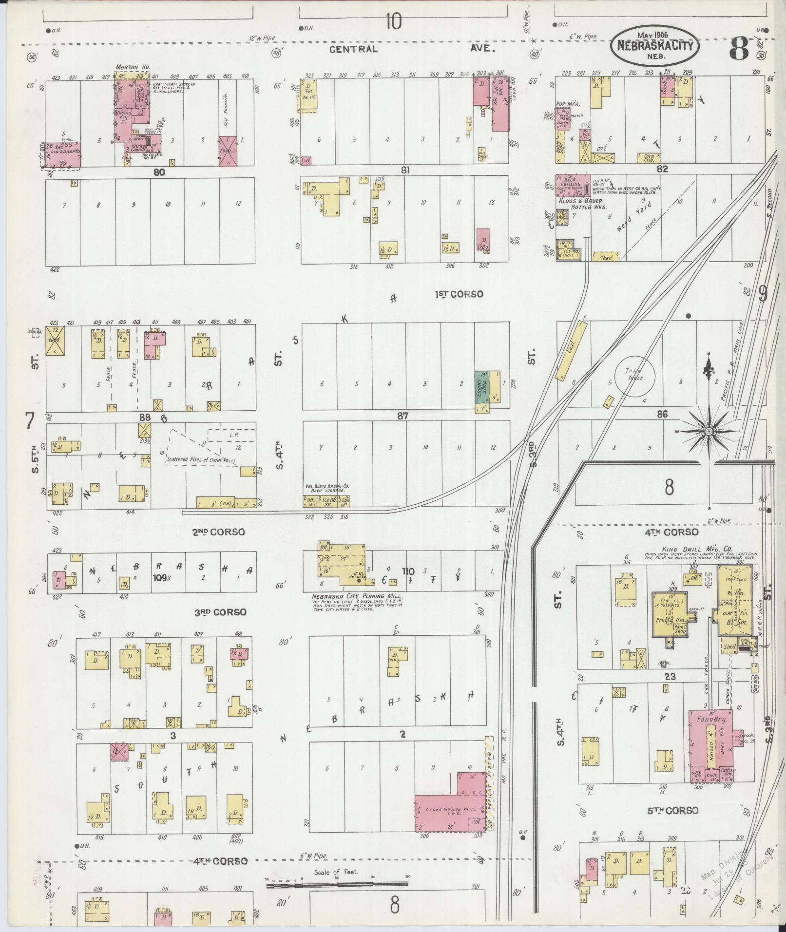 Sanborn Fire Insurance Map from Nebraska City, Otoe County, Nebraska (1906), Sheet #0008 - Complete Map Set gallery image, historic Sanborn map, vintage wall art, Nebraska Nebraska