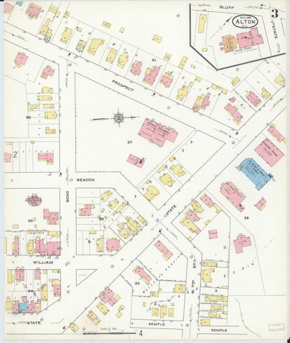 Sanborn Fire Insurance Map from Alton, Madison County, Illinois (1915), Sheet #0003 - Historic Sanborn Fire Insurance Map Print, vintage old map wall art, antique decor, genealogy gift, Illinois Illinois map