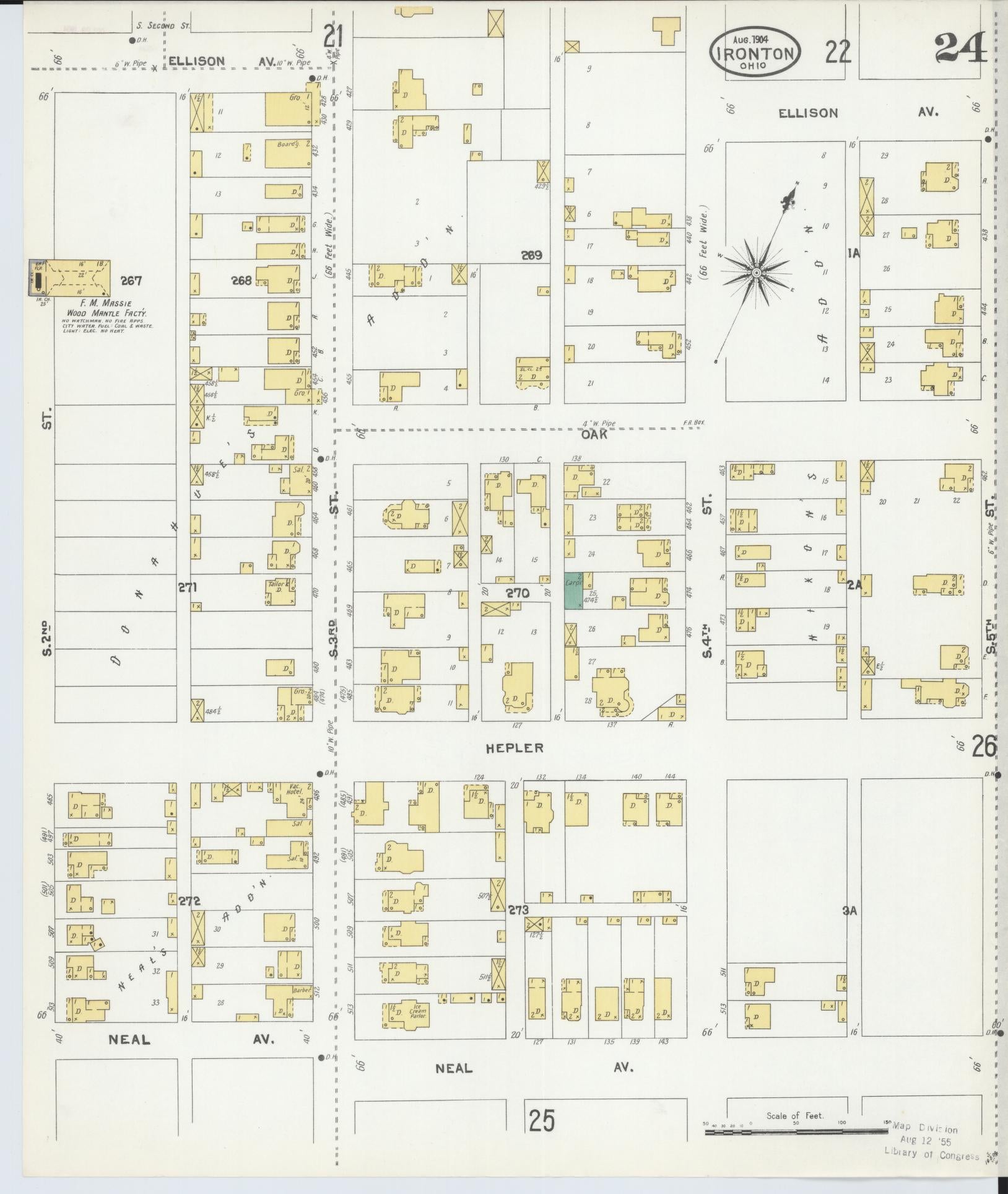 Sanborn Fire Insurance Map from Ironton, Lawrence County, Ohio (1904), Sheet #0024 - Historic Sanborn Fire Insurance Map Print, vintage old map wall art, antique decor, genealogy gift, Ohio Ohio map