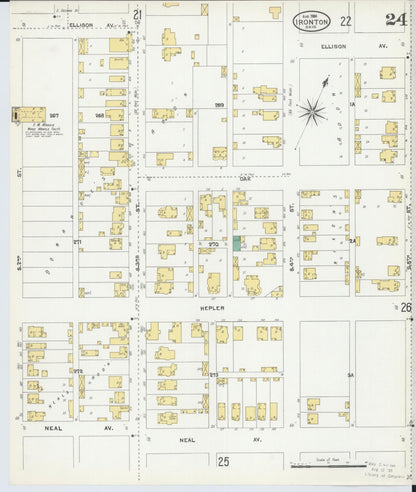 Sanborn Fire Insurance Map from Ironton, Lawrence County, Ohio (1904), Sheet #0024 - Historic Sanborn Fire Insurance Map Print, vintage old map wall art, antique decor, genealogy gift, Ohio Ohio map