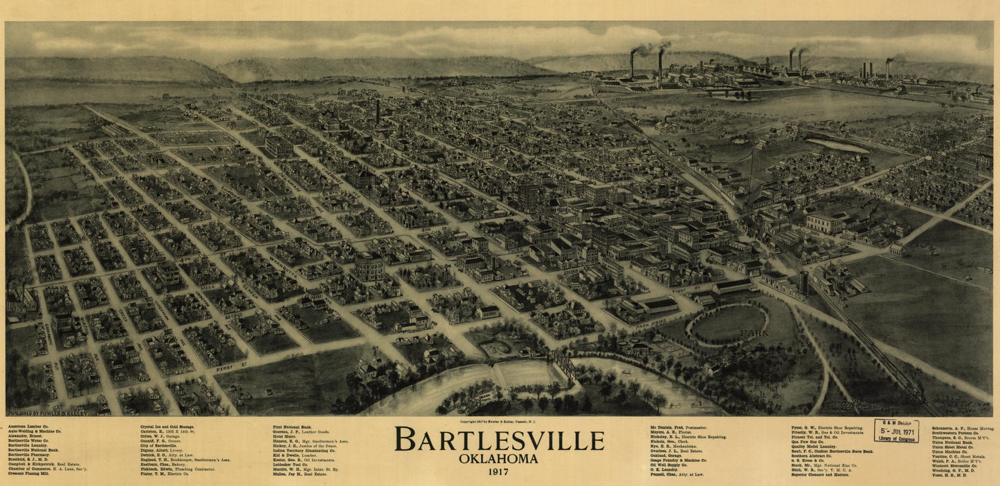 Bartlesville, Oklahoma 1917 (1917) – Historic Bird’s-Eye View Panorama Print