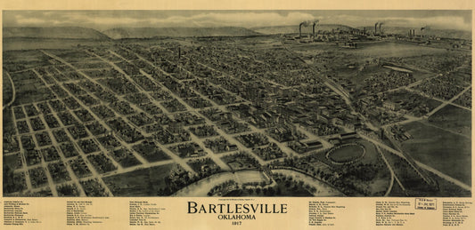 Bartlesville, Oklahoma 1917 (1917) – Historic Bird’s-Eye View Panorama Print
