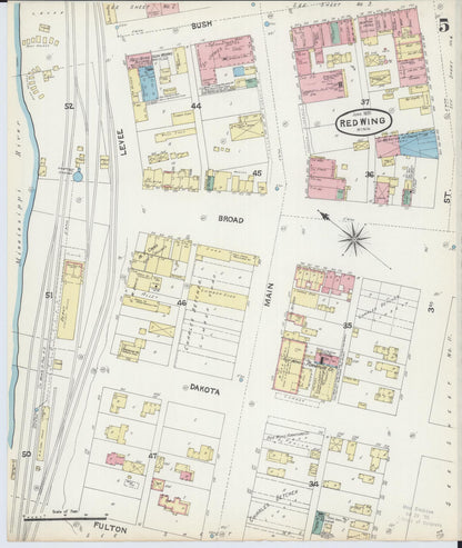 Sanborn Fire Insurance Map from Red Wing, Goodhue County, Minnesota (1891), Sheet #0005 - Complete Map Set gallery image, historic Sanborn map, vintage wall art, Minnesota Minnesota
