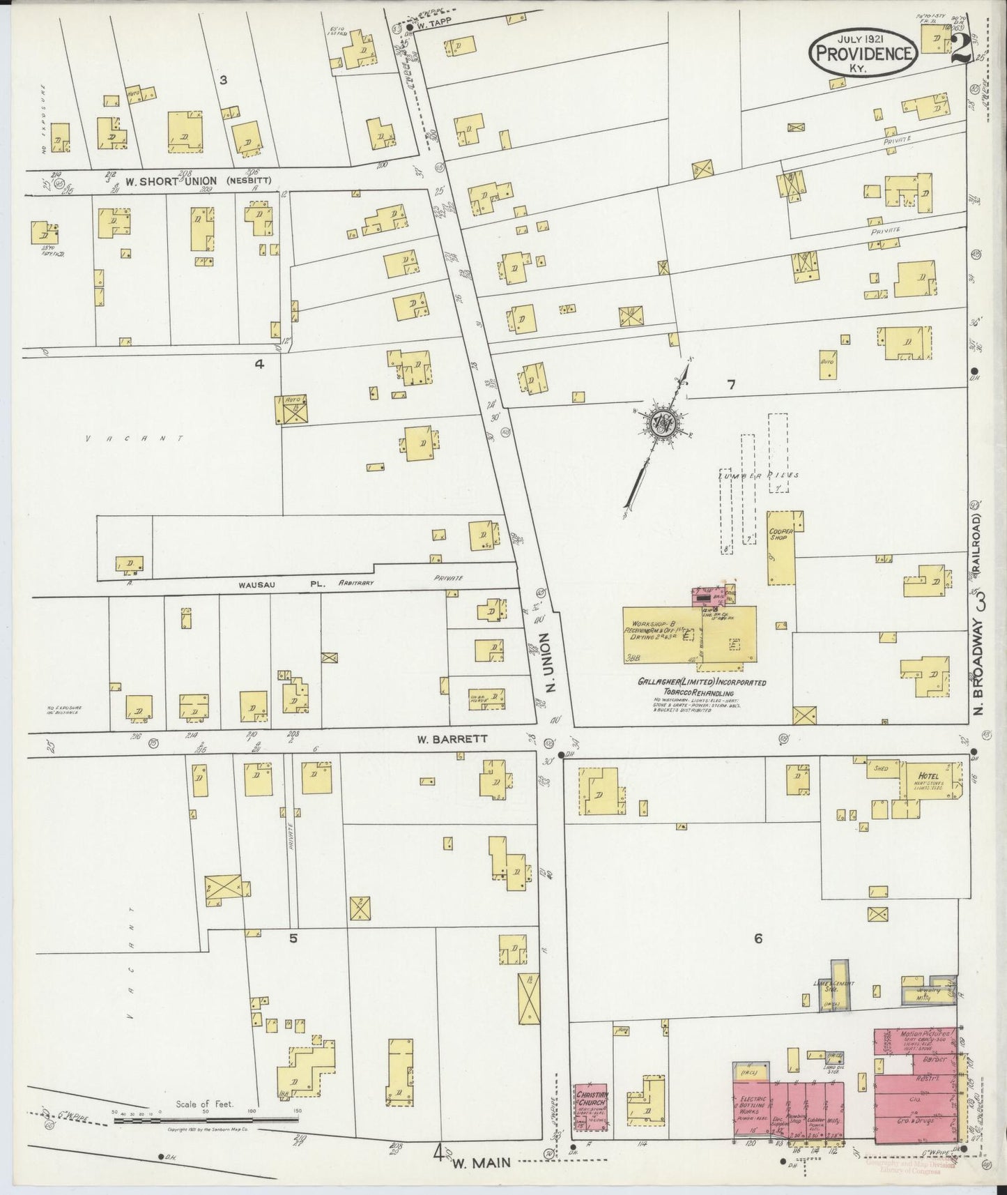 Sanborn Fire Insurance Map from Providence, Webster County, Kentucky (1921), Sheet #0002 - Complete Map Set gallery image, historic Sanborn map, vintage wall art, Kentucky Kentucky