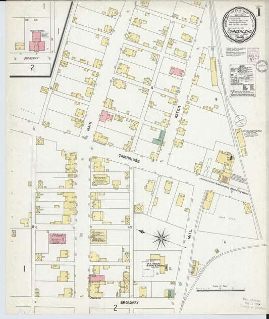 Sanborn Fire Insurance Map from Cumberland, Guernsey County, Ohio (1901), Sheet #0001 - Historic Sanborn Fire Insurance Map Print, vintage old map wall art, antique decor, genealogy gift, Ohio Ohio map