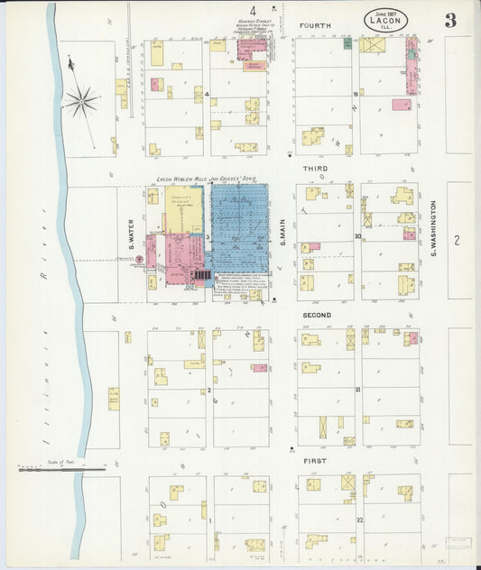Sanborn Fire Insurance Map from Lacon, Marshall County, Illinois (1907), Sheet #0003 - Historic Sanborn Fire Insurance Map Print, vintage old map wall art, antique decor, genealogy gift, Illinois Illinois map