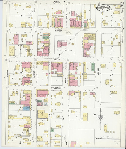 Sanborn Fire Insurance Map from Pinckneyville, Perry County, Illinois (1910), Sheet #0002 - Historic Sanborn Fire Insurance Map Print, vintage old map wall art, antique decor, genealogy gift, Illinois Illinois map
