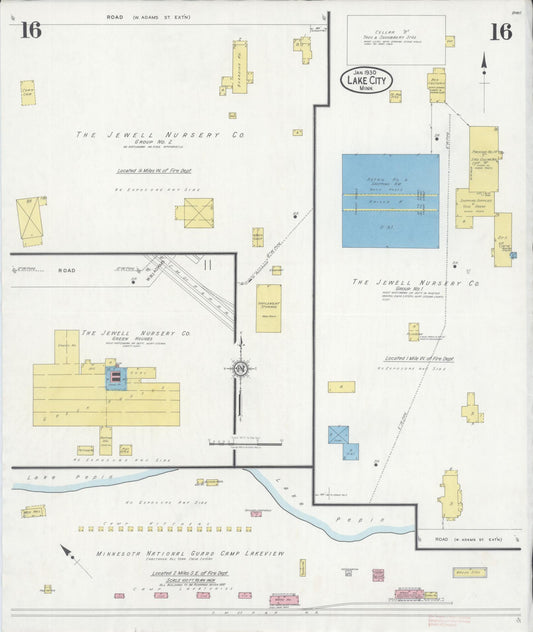 Sanborn Fire Insurance Map from Lake City, Wabasha County, Minnesota (1930), Sheet #0016 - Historic Sanborn Fire Insurance Map Print, vintage old map wall art, antique decor, genealogy gift, Minnesota Minnesota map