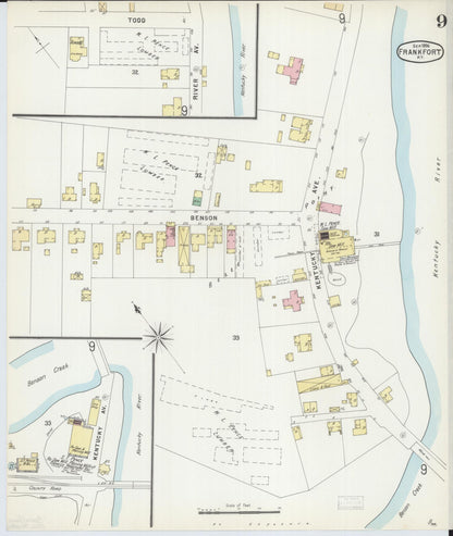 Sanborn Fire Insurance Map from Frankfort, Franklin County, Kentucky (1896), Sheet #0009 - Complete Map Set gallery image, historic Sanborn map, vintage wall art, Kentucky Kentucky