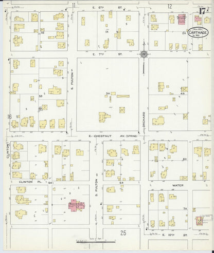 Sanborn Fire Insurance Map from Carthage, Jasper County, Missouri (1915), Sheet #0017 - Complete Map Set gallery image, historic Sanborn map, vintage wall art, Missouri Missouri