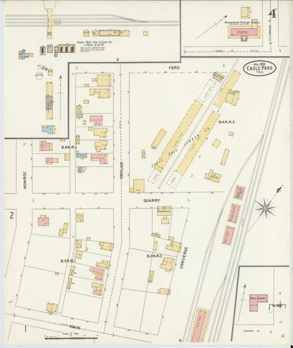 Sanborn Fire Insurance Map from Eagle Pass, Maverick County, Texas (1905), Sheet #0004 - Complete Map Set gallery image, historic Sanborn map, vintage wall art, Texas Texas