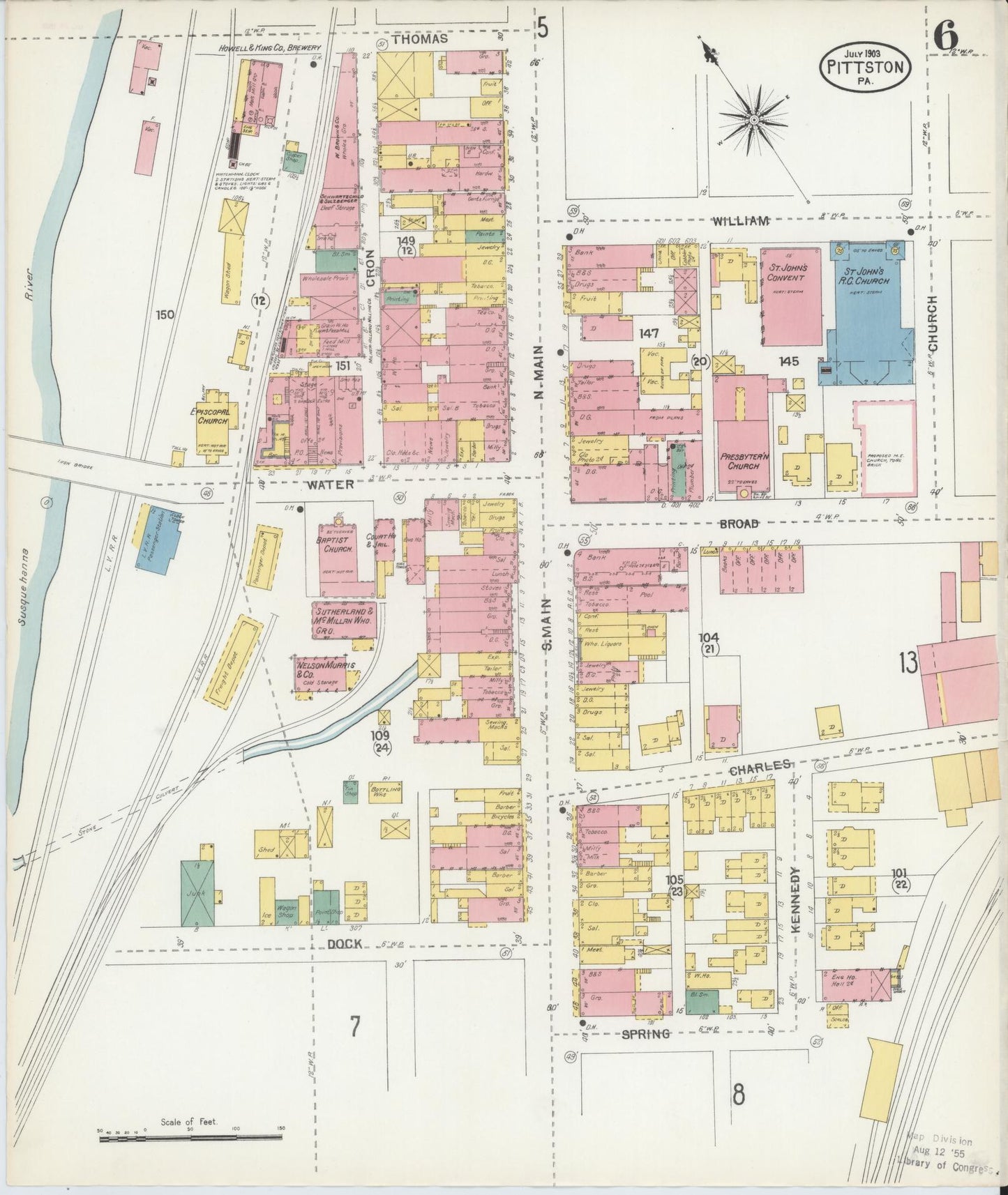 Sanborn Fire Insurance Map from Pittston, Luzerne County, Pennsylvania (1903), Sheet #0006 - Complete Map Set gallery image, historic Sanborn map, vintage wall art, Pennsylvania Pennsylvania
