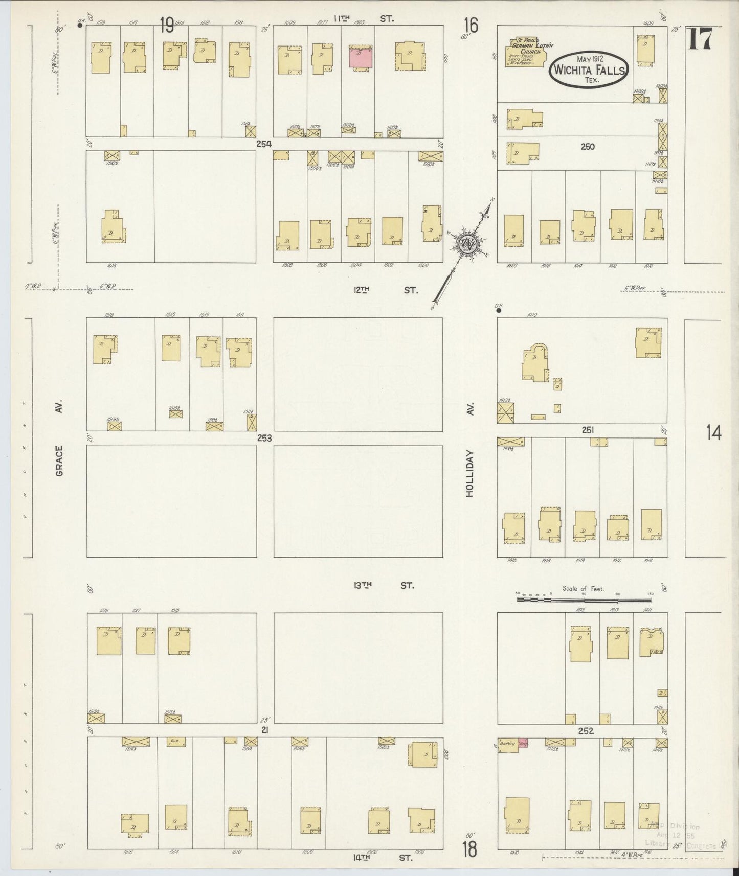 Sanborn Fire Insurance Map from Wichita Falls, Wichita County, Texas (1912), Sheet #0017 - Complete Map Set gallery image, historic Sanborn map, vintage wall art, Texas Texas
