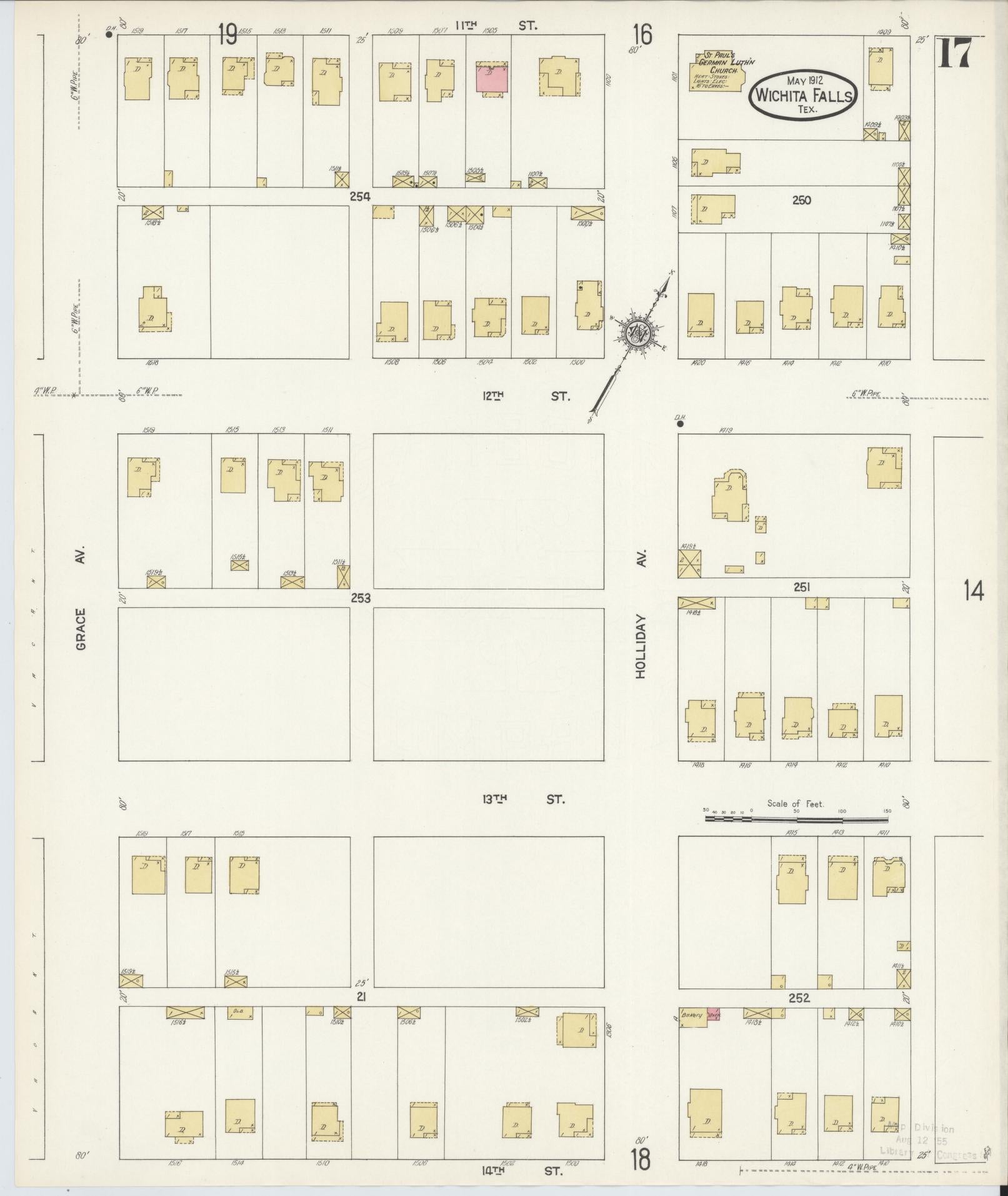 Sanborn Fire Insurance Map from Wichita Falls, Wichita County, Texas (1912), Sheet #0017 - Complete Map Set gallery image, historic Sanborn map, vintage wall art, Texas Texas