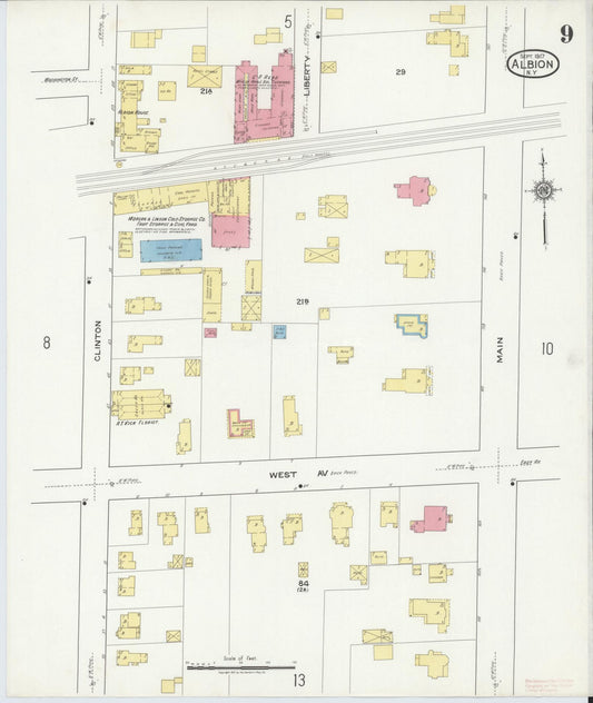 Sanborn Fire Insurance Map from Albion, Orleans County, New York (1917), Sheet #0009 - Historic Sanborn Fire Insurance Map Print, vintage old map wall art, antique decor, genealogy gift, New York New York map