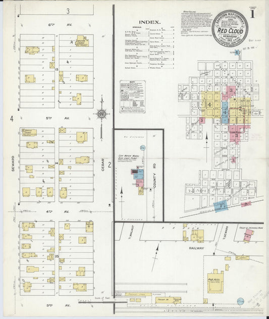 Sanborn Fire Insurance Map from Red Cloud, Webster County, Nebraska. (1912) – Historic Sanborn Fire Insurance Map Print