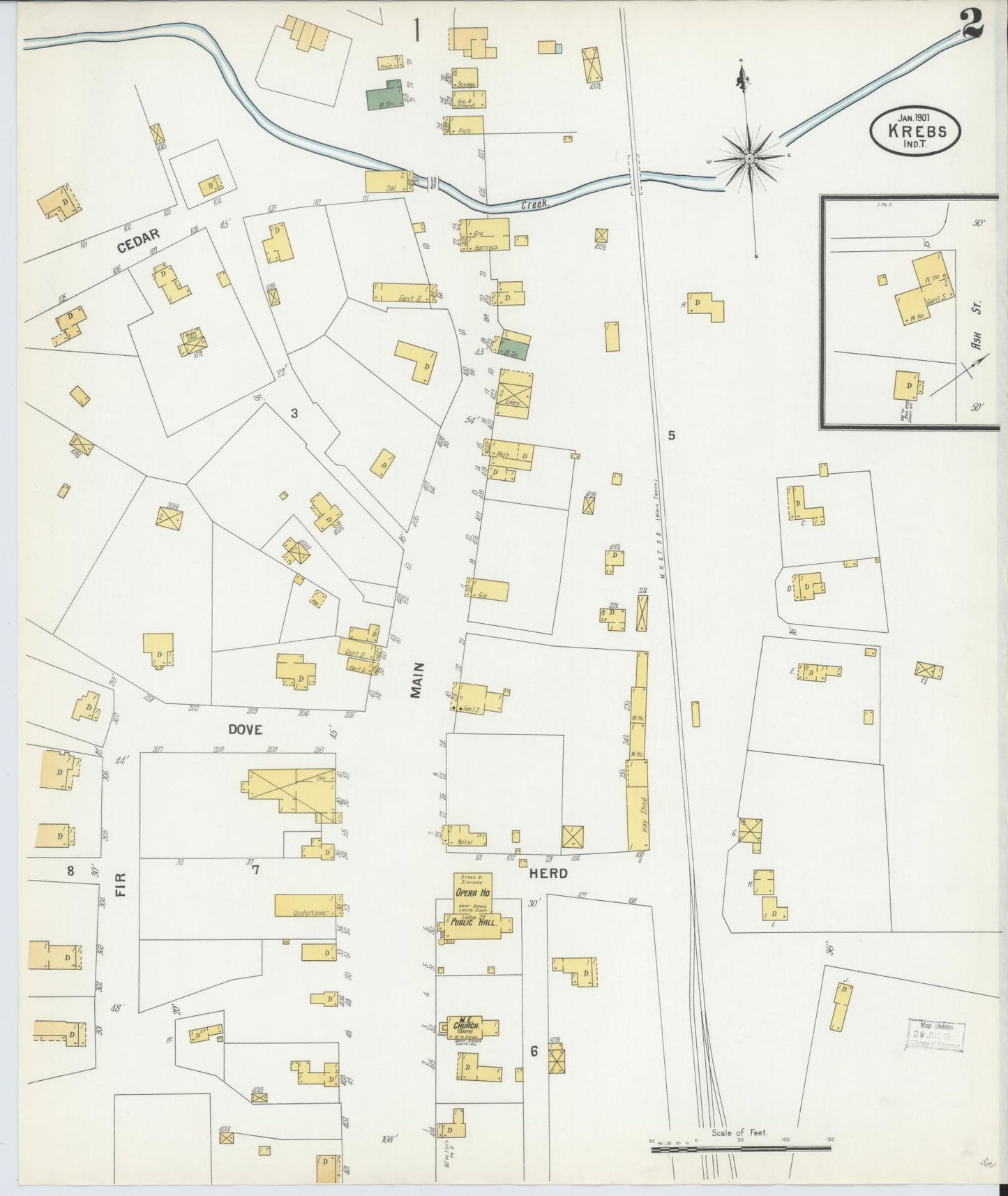 Sanborn Fire Insurance Map from Krebs, Pittsburg County, Oklahoma (1901), Sheet #0002 - Complete Map Set gallery image, historic Sanborn map, vintage wall art, Oklahoma Oklahoma