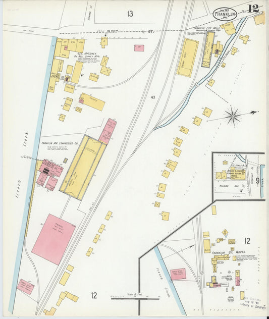 Sanborn Fire Insurance Map from Franklin, Venango County, Pennsylvania (1901), Sheet #0012 - Historic Sanborn Fire Insurance Map Print, vintage old map wall art, antique decor, genealogy gift, Pennsylvania Pennsylvania map