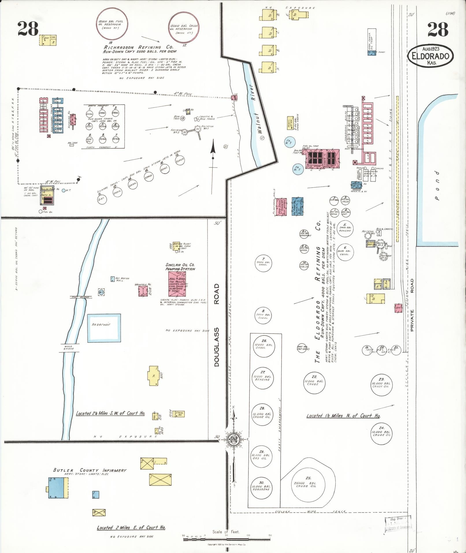 Sanborn Fire Insurance Map from El Dorado, Butler County, Kansas (1923), Sheet #0028 - Complete Map Set gallery image, historic Sanborn map, vintage wall art, Kansas Kansas