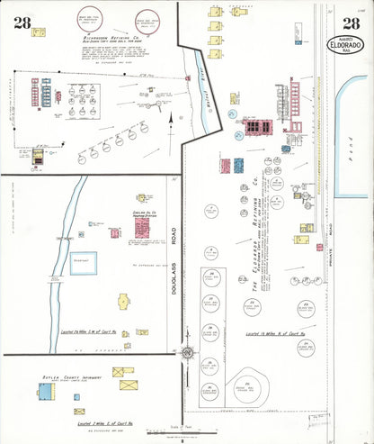 Sanborn Fire Insurance Map from El Dorado, Butler County, Kansas (1923), Sheet #0028 - Complete Map Set gallery image, historic Sanborn map, vintage wall art, Kansas Kansas
