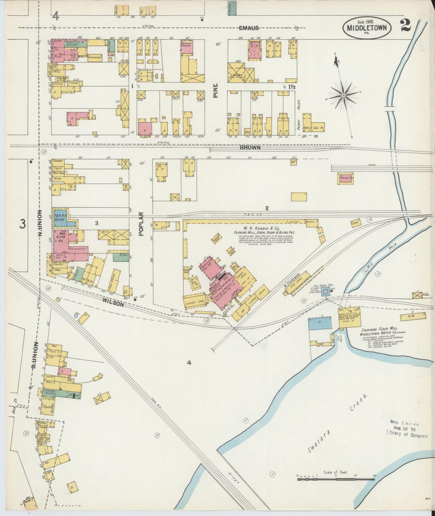 Sanborn Fire Insurance Map from Middletown, Dauphin County, Pennsylvania (1902), Sheet #0002 - Historic Sanborn Fire Insurance Map Print, vintage old map wall art, antique decor, genealogy gift, Pennsylvania Pennsylvania map