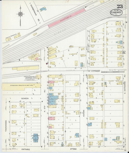 Sanborn Fire Insurance Map from Kankakee, Kankakee County, Illinois (1914), Sheet #0023 - Complete Map Set gallery image, historic Sanborn map, vintage wall art, Illinois Illinois