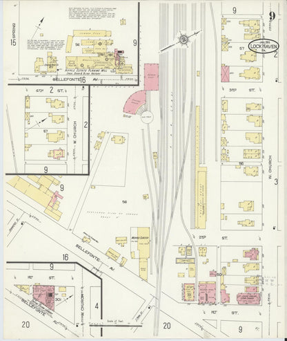 Sanborn Fire Insurance Map from Lock Haven, Clinton County, Pennsylvania (1914), Sheet #0009 - Complete Map Set gallery image, historic Sanborn map, vintage wall art, Pennsylvania Pennsylvania