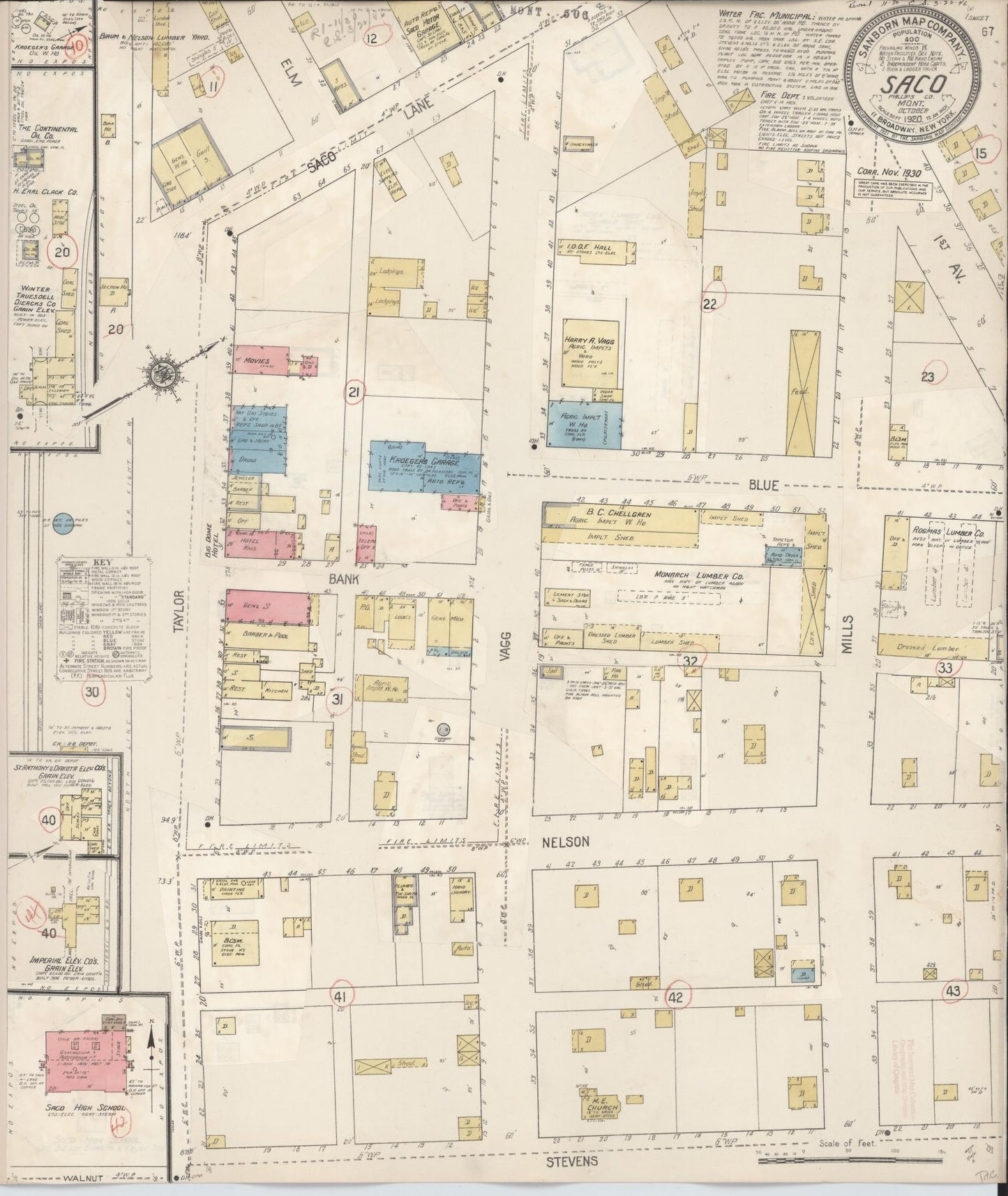 Sanborn Fire Insurance Map from Saco, Phillips County, Montana. (1930) – Historic Sanborn Fire Insurance Map Print
