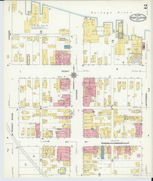 Sanborn Fire Insurance Map from Port Clinton, Ottawa County, Ohio (1910), Sheet #0002 - Historic Sanborn Fire Insurance Map Print, vintage old map wall art, antique decor, genealogy gift, Ohio Ohio map