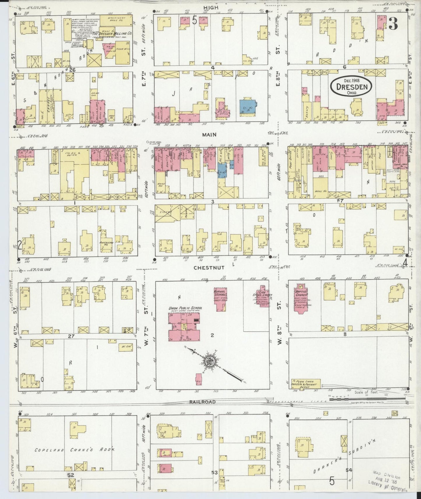 Sanborn Fire Insurance Map from Dresden, Muskingum County, Ohio (1918), Sheet #0003 - Historic Sanborn Fire Insurance Map Print, vintage old map wall art, antique decor, genealogy gift, Ohio Ohio map