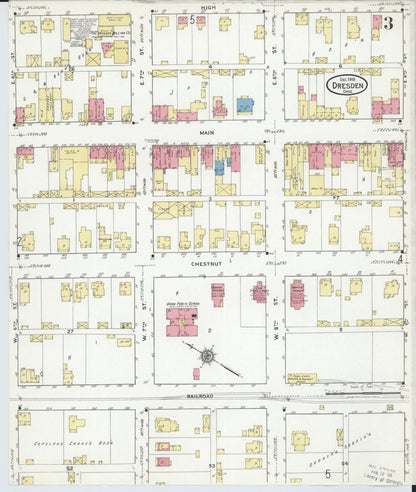 Sanborn Fire Insurance Map from Dresden, Muskingum County, Ohio (1918), Sheet #0003 - Historic Sanborn Fire Insurance Map Print, vintage old map wall art, antique decor, genealogy gift, Ohio Ohio map