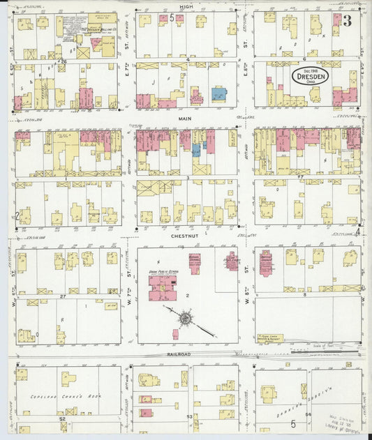 Sanborn Fire Insurance Map from Dresden, Muskingum County, Ohio (1918), Sheet #0003 - Historic Sanborn Fire Insurance Map Print, vintage old map wall art, antique decor, genealogy gift, Ohio Ohio map
