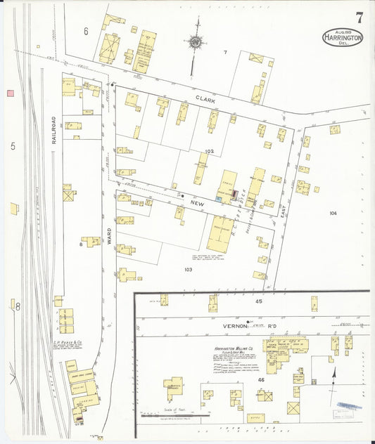 Sanborn Fire Insurance Map from Harrington, Kent County, Delaware (1919), Sheet #0007 - Historic Sanborn Fire Insurance Map Print, vintage old map wall art, antique decor, genealogy gift, Delaware Delaware map