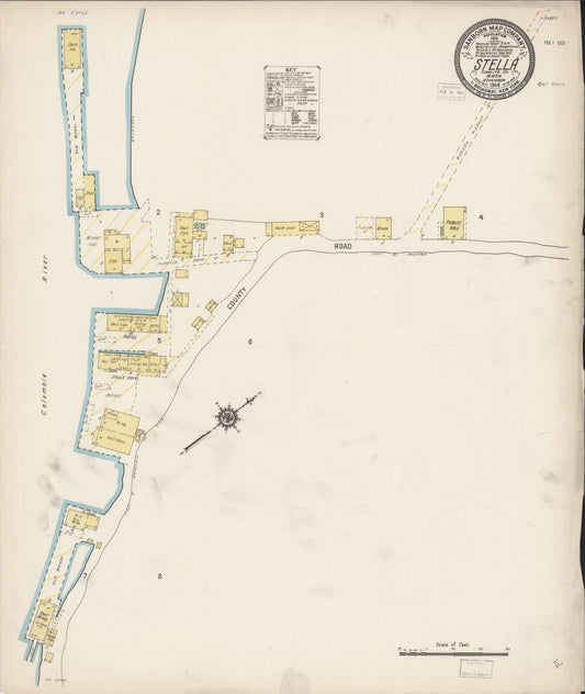 Sanborn Fire Insurance Map from Stella, Cowlitz County, Washington (1914), Sheet #0001 - Historic Sanborn Fire Insurance Map Print, vintage old map wall art, antique decor, genealogy gift, Washington Washington map
