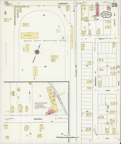 Sanborn Fire Insurance Map from Fulton, Oswego County, New York (1911), Sheet #0028 - Complete Map Set gallery image, historic Sanborn map, vintage wall art, New York New York