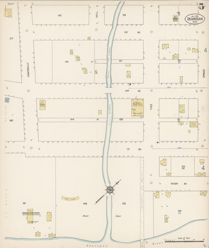 Sanborn Fire Insurance Map from Okanogan, Okanogan County, Washington (1915), Sheet #0005 - Complete Map Set gallery image, historic Sanborn map, vintage wall art, Washington Washington