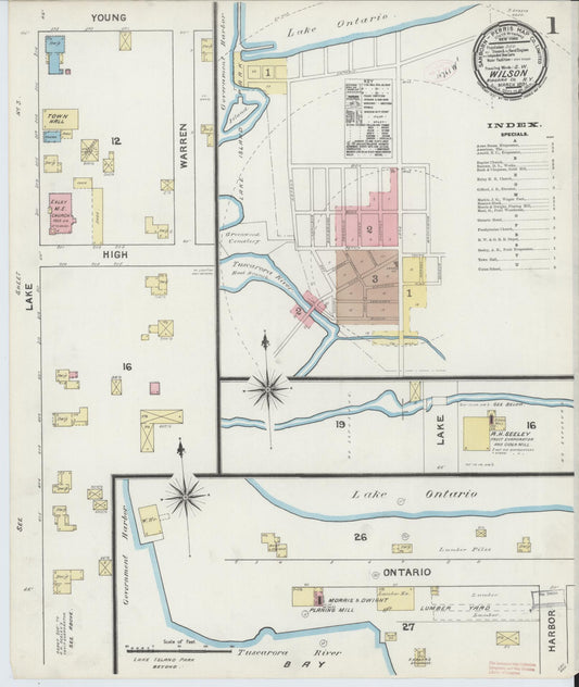 Sanborn Fire Insurance Map from Wilson, Niagara County, New York (1891), Sheet #0001 - Complete Map Set gallery image, historic Sanborn map, vintage wall art, New York New York