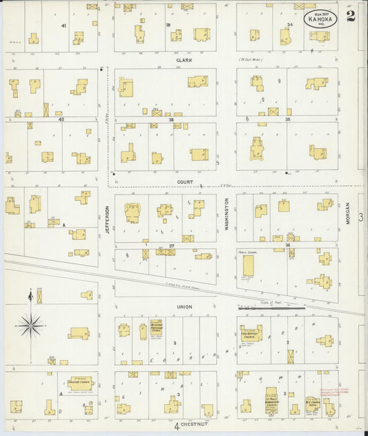 Sanborn Fire Insurance Map from Kahoka, Clark County, Missouri (1907), Sheet #0002 - Historic Sanborn Fire Insurance Map Print, vintage old map wall art, antique decor, genealogy gift, Missouri Missouri map